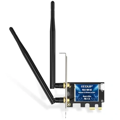 Afbeelding van EDUP WiFi 6E Bluetooth 5.2 PCIE WLAN kaart Intel AX210 5400 Mbit/s netwerkkaart adapter, 802.11AX DualBand 2,4 GHz / 5 antenne goedkope chip voor PC Desktop Windows 10 &amp; 11 64 bit