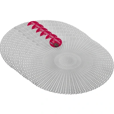 Afbeelding van Set van 6x stuks ronde kunststof dinner Placemats zilver met diameter 40 cm