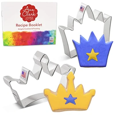 Afbeelding van Ann Clark Cookie Cutters 2 delige Kroon Koekjesvormset met Receptenboek, en Princessenkroon