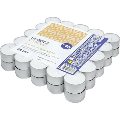 Afbeelding van Horeca Candles Witte Theelichtjes Brandduur 4 uur Set met 100 niet geparfumeerde Theelichtkaarsen Kaarsen voor bruiloft, decoratie, gastronomie