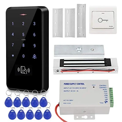 Afbeelding van KDL Deurtoegangscontrolesysteem, IP68 waterdichte RFID toetsenbordcontroller, DC 12 V voeding, elektrisch magnetisch slot 180 kg/350 lbs met Z&amp;L houder; 125 kHz nabijheid voor thuis
