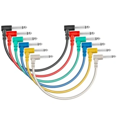 Afbeelding van SONICAKE Gitaar Patch Kabel 20CM Effect Pedaal Kabels Geruisloze 1/4&quot; Haakse TS Mono Cords voor Gitaar/Bas Pedalen 6 Pack