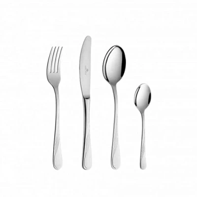 Afbeelding van Gerlach Celestia Bestekset voor 6 personen, vaatwasmachinebestendig, roestvrij staal, tafelbestek, mes, vork, lepel, theelepel, taartvork, saulepel, taartspatel, glanzend, roestvrij, 24 stuks