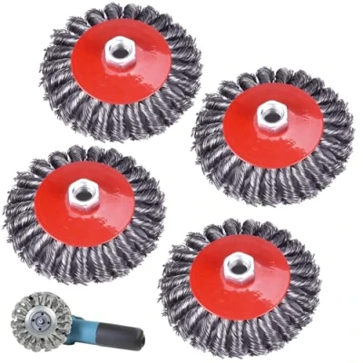 Afbeelding van 4 stuks draadborstel, haakse slijper, M14, 125 mm draadborstels voor schijfborstel, potborstel, draadborstelset polijsten, ontdooien en ontbramen (4)