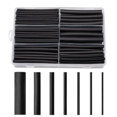 Afbeelding van Krimpkousenset, 200 stuks, 9 cm, zwart, krimpkousen, waterdicht, 3:1, heat krimpbuis, assortiment 2,4 19,1 mm, voor kabelisolatie, oplaadkabel