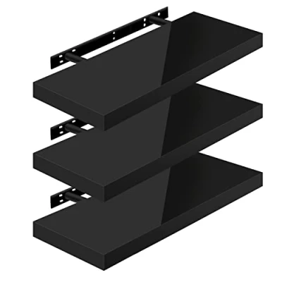 Afbeelding van WOLTU Wandplank Volato RG9478sz 3 Wandboard, vrij zwevend, zwevende plank, hout, als boekenplank, of voor cd&#039;s, dvd&#039;s, 60 x 22,9 3,8 cm, zwart