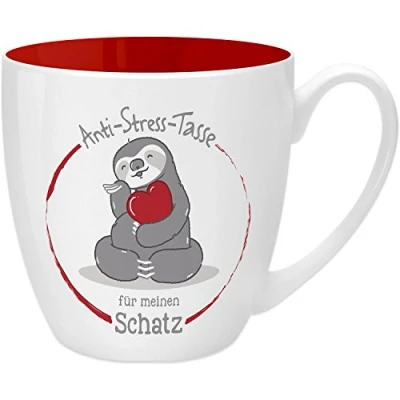 Afbeelding van GRUSS &amp; CO Anti stress mok motief &quot;den Schatz&quot; met spreuk, 45 cl, New Bone China cadeau voor u 45520