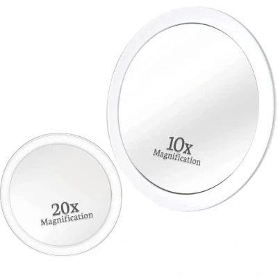 Afbeelding van Mirrorvana Vergrotingsspiegel 20 x en 10 met zuignap, ronde make upspiegel, vergroting, spiegel rond 15 cm