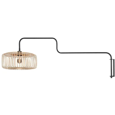 Afbeelding van Steinhauer Wandlamp Bloeba zwart met bamboe 4160ZW