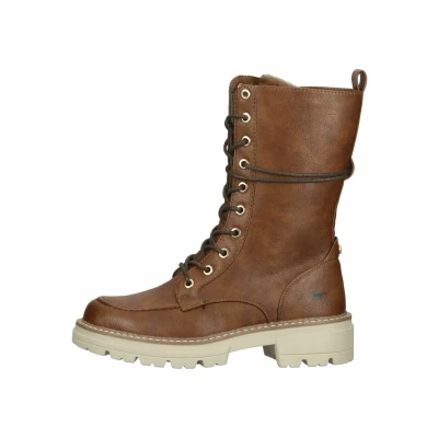 Afbeelding van Mustang Plateaulaarzen cognac, Dames, Maat: 40, Cognac Imitatieleer/ textiel