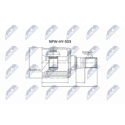 Afbeelding van Homokineet reparatie set, aandrijfas NTY NPW HY 503