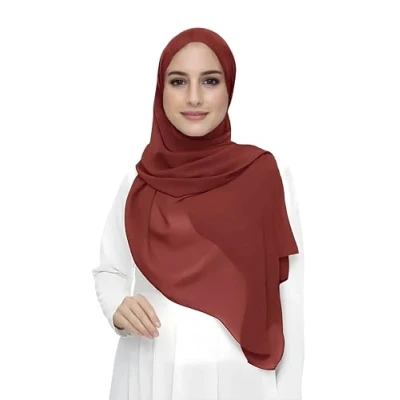 Afbeelding van Premium Chiffon Hijab Hoofd Sjaal Wrap Voor Moslim Vrouwen Lichtgewicht (Steenrood)