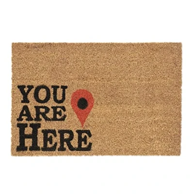 Afbeelding van Relaxdays deurmat kokos, met tekst &quot;you are here&quot;, 40 x 60 cm, antislip, schoonloopmat voor binnen &amp; buiten, natuur
