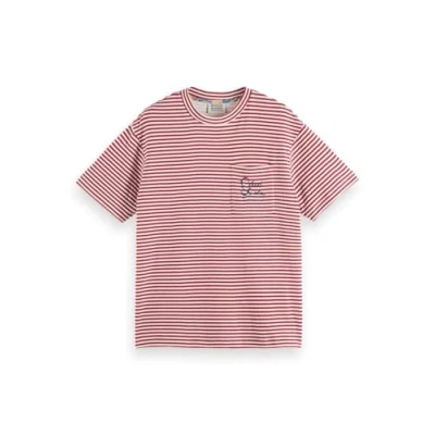 Afbeelding van Scotch &amp; Soda Relaxed FIT Pocket Tshirt print, Heren, Maat: XXL, Roadside red