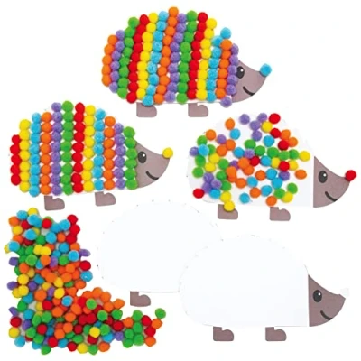 Afbeelding van Baker Ross AX167 Herfst Hedgehog Pom Picture Kits Pack van 5, Kids Arts and Crafts voor deze herfst, ideaal school, thuis, groep of individuele knutselactiviteiten