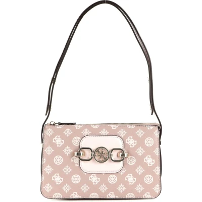 Afbeelding van GUESS Schoudertas Hensely Logo Top Zip Shoulder Bag Blush Multi Roze Veelkleurig