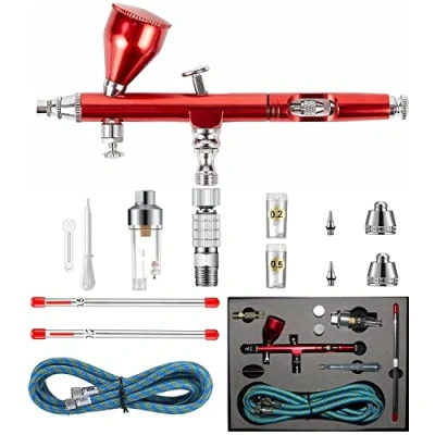 Afbeelding van ABEST 0,2 mm, 0,3 0,5 dubbelwerkende airbrush kit, complete set voor kunstmodelauto, schilderij, tattoo