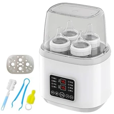 Afbeelding van 8 in 1 flessenwarmer voor baby&#039;s, sterilisator babyflessen, snelle flessenwarmer, melkfleswarmer Fast babyvoedingwarmer en ontdooien met lcd display, BPA vrije babyvoedingverwarming