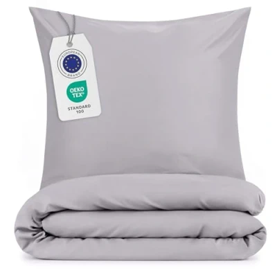 Afbeelding van Blumtal beddengoed 2&amp;pack 200 x 200cm &amp; kussensloop 80 80cm superzachte dekbedovertrekset, 2&amp;delig, Grijs