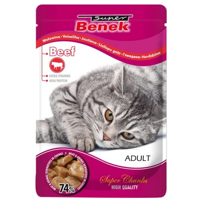 Afbeelding van SUPER BENEK Rundvlees in saus nat kattenvoer 100 g