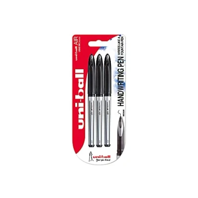 Afbeelding van Uni Ball UBA 188 L Vulpen Tip 0.7mm Air Rollerball pennen, zwarte gel, 3 Pack