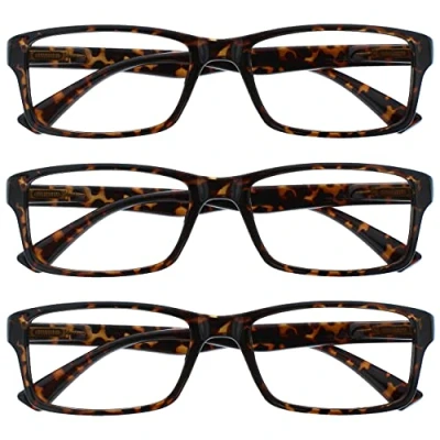 Afbeelding van The Reading Glasses Company Bruine Schildpadlezers Waarde 3 Pack Mens Womens UVR3092BR +2.50