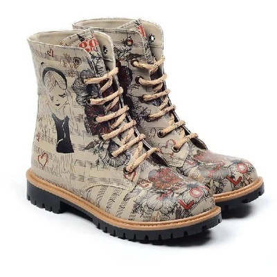 Afbeelding van GOBY Artistic Lace Up Boots Handgemaakt Uniek Design Vegan Comfort Maat 38