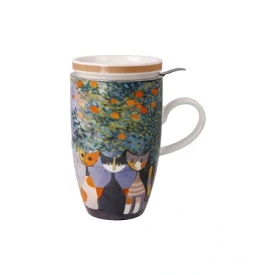 Afbeelding van Goebel Rosina Wachtmeister Thee Mok met zeef Tempi felici Beker porselein 450ml