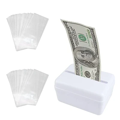 Afbeelding van PFLYPF Taart cash box, taartpull out kit, met 40 transparante geldvakken, verjaardagstaartdecoratie, feestbenodigdheden, witte box