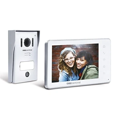 Afbeelding van SCS Sentinel PVF0052 Bedrade Video Deurtelefoon met Buiten Visio Deurintercom, Aluminium Frontpaneel, Controlefunctie, Nachtzicht Videofoon 18 cm Monitor Scherm Visiokit 7
