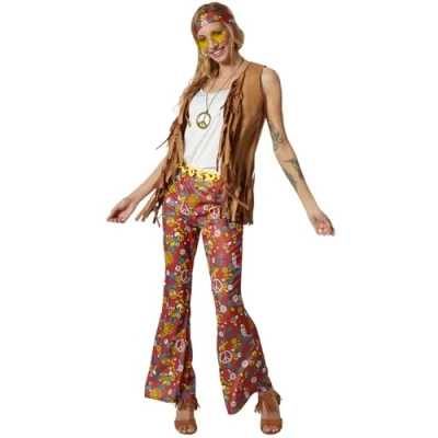 Afbeelding van dressforfun dameskostuum hippie vest en broek XL Verkleedkleding carnaval Halloween Verkleden Feestkleding Carnavalskleding Feest Partykleding
