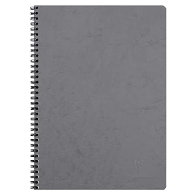 Afbeelding van Clairefontaine 781425C Collectie Age Bag Een spiraalgebonden notitieboek in grijs A4 21x29,7 cm 100 pagina&#039;s kleine ruiten Wit papier 90 g Glanzende lederlook cover