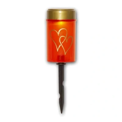 Afbeelding van Star Trading solar kaars Hartig, aarde piek, buiten, grafkaars, kaars, decoratie, rood, solar, warm wit, 12 cm