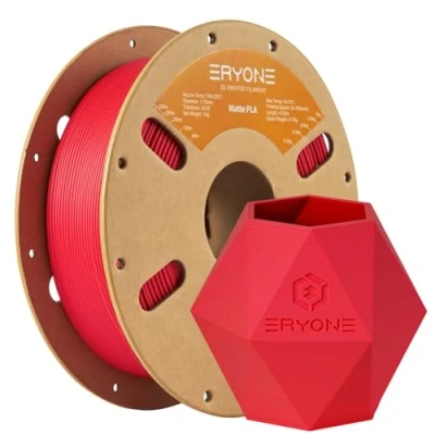 Afbeelding van ERYONE PLA 3D printerfilament, mat, 1,75 mm, maatnauwkeurigheid +/ 0,03 1 kg, spoel, mat rood