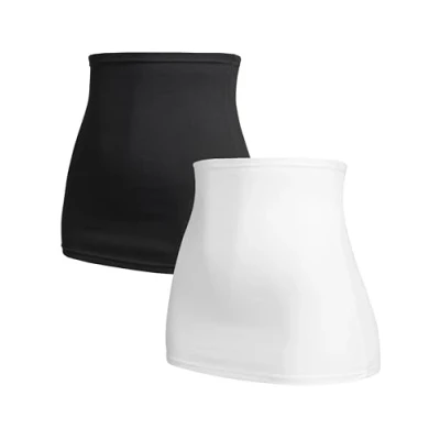 Afbeelding van Herzmutter buikband voor zwangere vrouwen nierwarmer Set van 2 zwangerschap zwangerschaps buikbanden shirt verlenging Rugwarmer Zwart Wit Grijs 6300 (S, Wit)