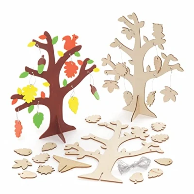 Afbeelding van Baker Ross FE649 Houten herfst boom set Pak van 2, houtwerk voor kinderen om te versieren en weer geven, maak je eigen decoraties