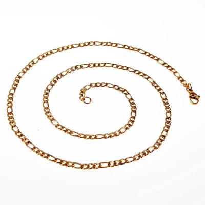 Afbeelding van 49cm x 3mm Figaro Ketting Dames Heren Stalen Goudkleur Schakelketting