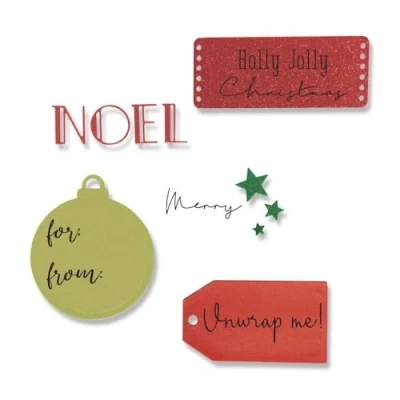 Afbeelding van Sizzix Framelits Set 5PK met stempels Holly Jolly Christmas van Olivia Rose 665023 Metalen snijmal voor kaarten, Scrapbooking, Papercraft en meer, grijs, One Size