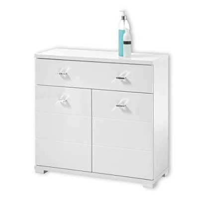 Afbeelding van Pool Badkamercommode met lade in wit, moderne badkamerkast, badkamerkast veel opbergruimte, 76 x 73 31 cm (b h d)