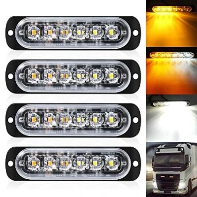 Afbeelding van DEFVNSY Set van 4 6 LED stroboscooplampen, auto waarschuwingslichtbalk Voertuignood Truck waarschuwingslamp Wit Geel verkeerslicht 12V 24V DC