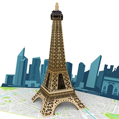 Afbeelding van MOKIO® Pop Up Kaart Eiffeltoren in Parijs 3D wenskaart voor een verjaardag, Frankrijk Verjaardagskaart
