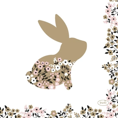 Afbeelding van Duni servetten 3 laags Blooming Bunnies 24x24cm FSC pak a 20