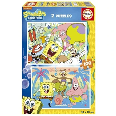 Afbeelding van Educa Spongebob Schwammkopf Puzzle 2x100 Teile