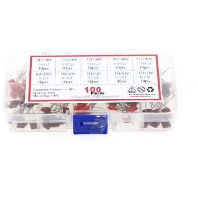 Afbeelding van Fasizi 10nF tot 470nF Gemetalliseerde Polyester Film Condensatoren Assortiment Kit, 22nF 33nF 39nF 47nF 100nF 150nF 220nF 330nF 100st