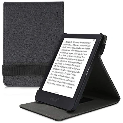 Afbeelding van kwmobile E reader hoesje compatibel met Tolino Shine 3 Ereader case van kunstleer cover in zwart