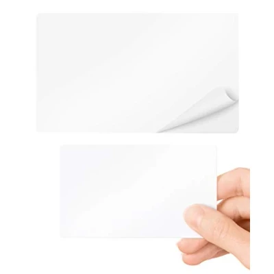 Afbeelding van Zelfklevende PVC Kaarten Plastic Pack van 100 Lanyards Morgen Blank Wit Standaard CR80 Creditcard Maat 86 x 54mm Dun 320 Micron met 175 mic Papier Backing Printbaar voor ID kaart Printers