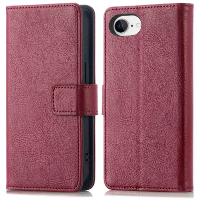 Afbeelding van iPhone SE 4 Hoesje Kunstleder imoshion Bookcase Donkerrood Telefoonhoesje