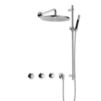 Afbeelding van Hotbath Cobber Regendoucheset IBS70 Chroom Staaf handdouche 30cm Hoofddouche Wandarm Handouche met glijstang