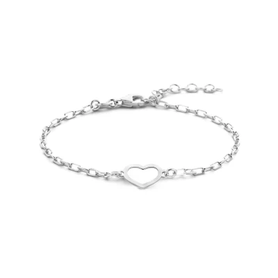 Afbeelding van zilver gerhodineerd armband hart 16 + 3 cm 1336398