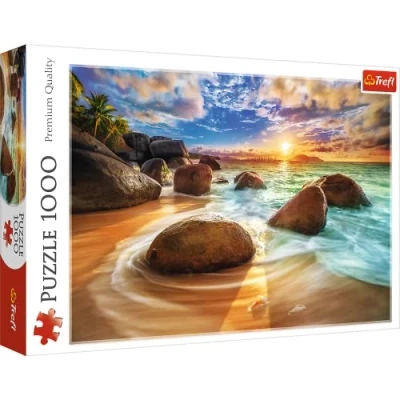 Afbeelding van Trefl Samudra Strandpuzzel, India 1000 Elementen, Strandzicht, Zonsondergang, Strand, Azië, Zon, Doe het zelf puzzel, Creatief Vermaak, Cadeau, Plezier, Klassieke puzzel
